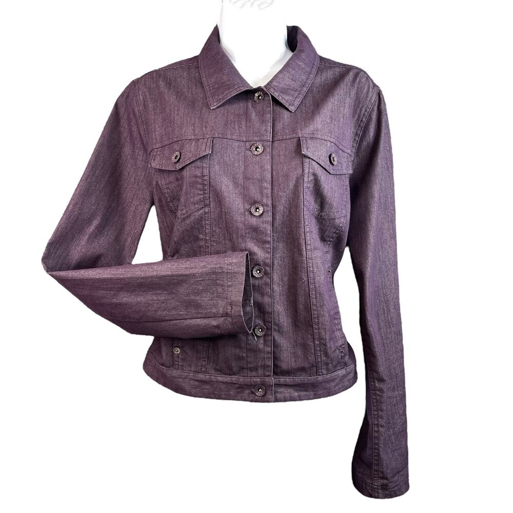 Larry Levine Women's Denim Jacket Size Large Stretch